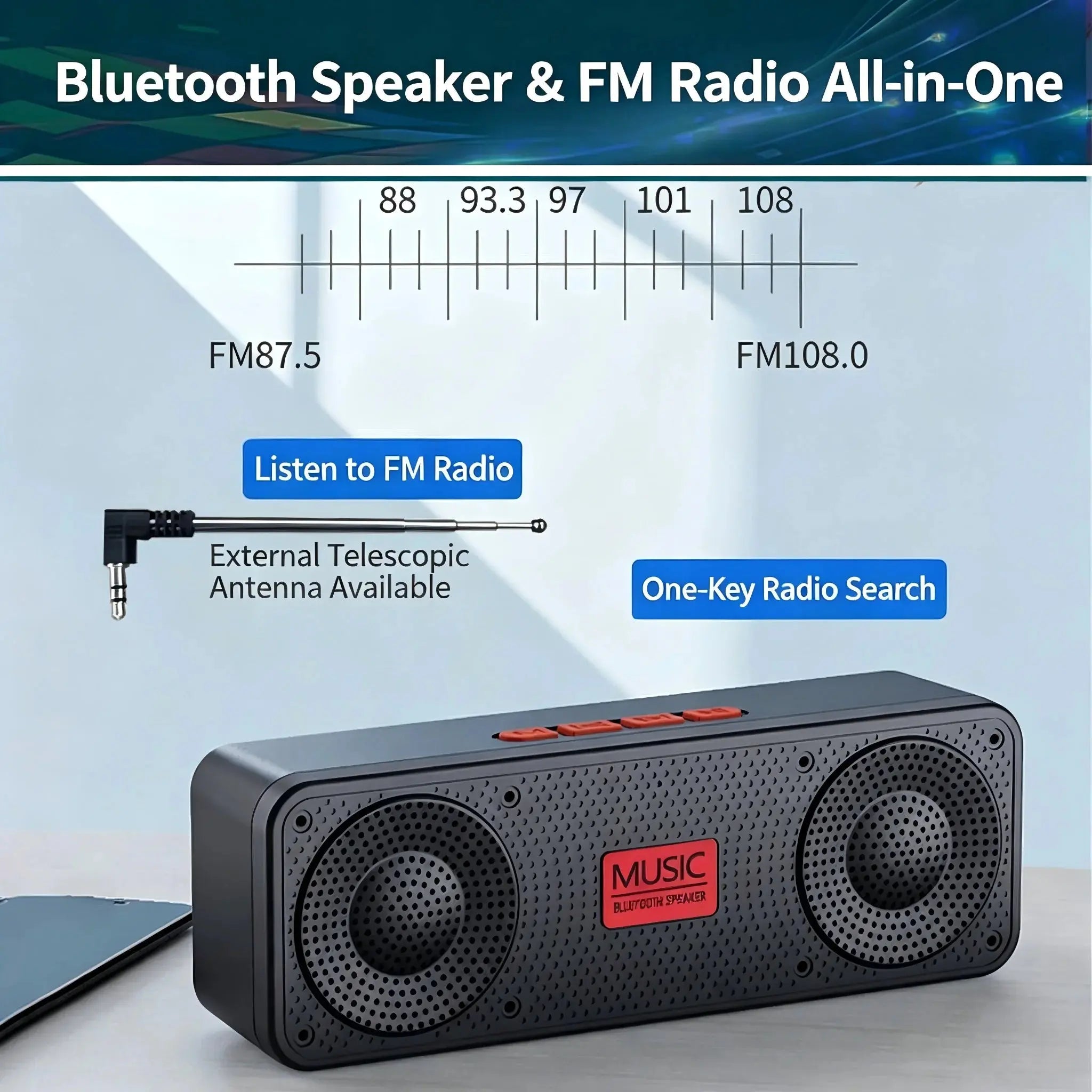S18 Wireless Bluetooth Speaker Portable Subwoofer Stereo Sound FM Radio Outdoor Loudspeaker for Phone PC Magic Remotes