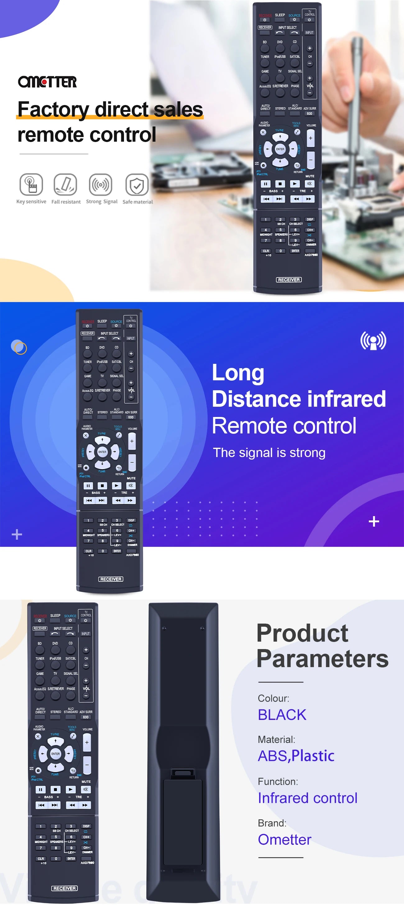 AXD7690 Remote Control For Pioneer AV Receiver VSX-56TXI VSX-9300TX VSX-523-K