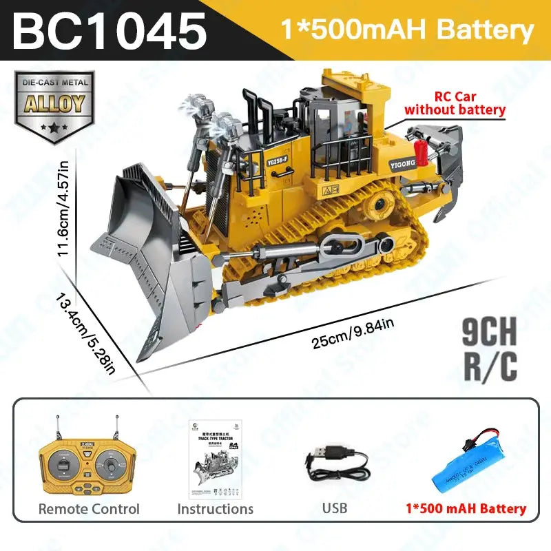 ZWN 2.4G Remote Control Excavator Dump Truck RC Model Car Toy Professional Alloy Plastic Simulation Construction Vehicle for Kid Magic Remotes