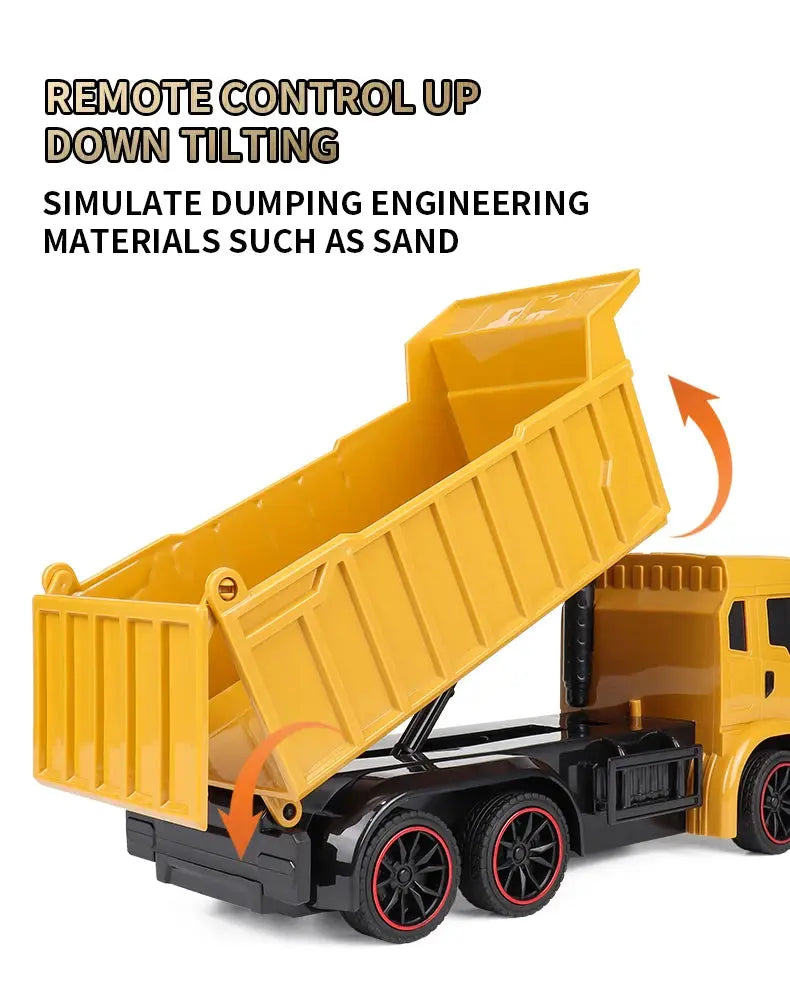 ZWN 2.4G Remote Control Excavator Dump Truck RC Model Car Toy Professional Alloy Plastic Simulation Construction Vehicle for Kid Magic Remotes