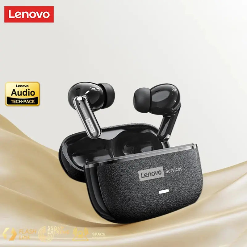 Lenovo LE208 TWS Bluetooth 6.0 Wireless Leather Earphones Stereo ENC Noise Cancelling Headphone 38ms Low Latency Gaming Headset Magic Remotes