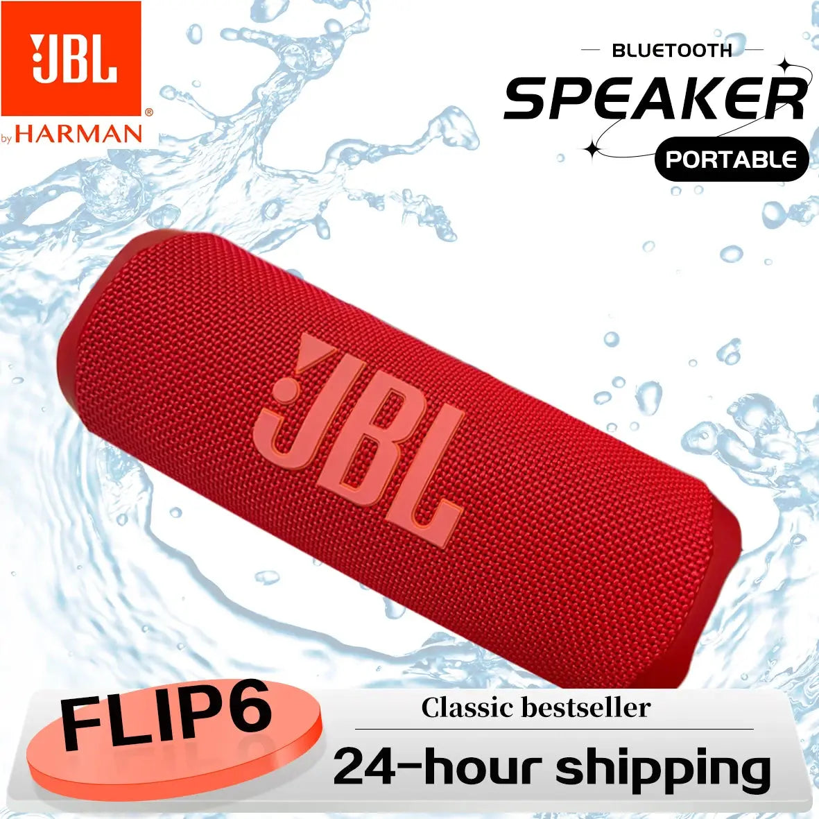 JBL Flip 6 Waterproof Portable Wireless Bluetooth Speaker IPX7 Outdoor Stereo Enhanced Bass Independent Tweeter for Music Magic Remotes