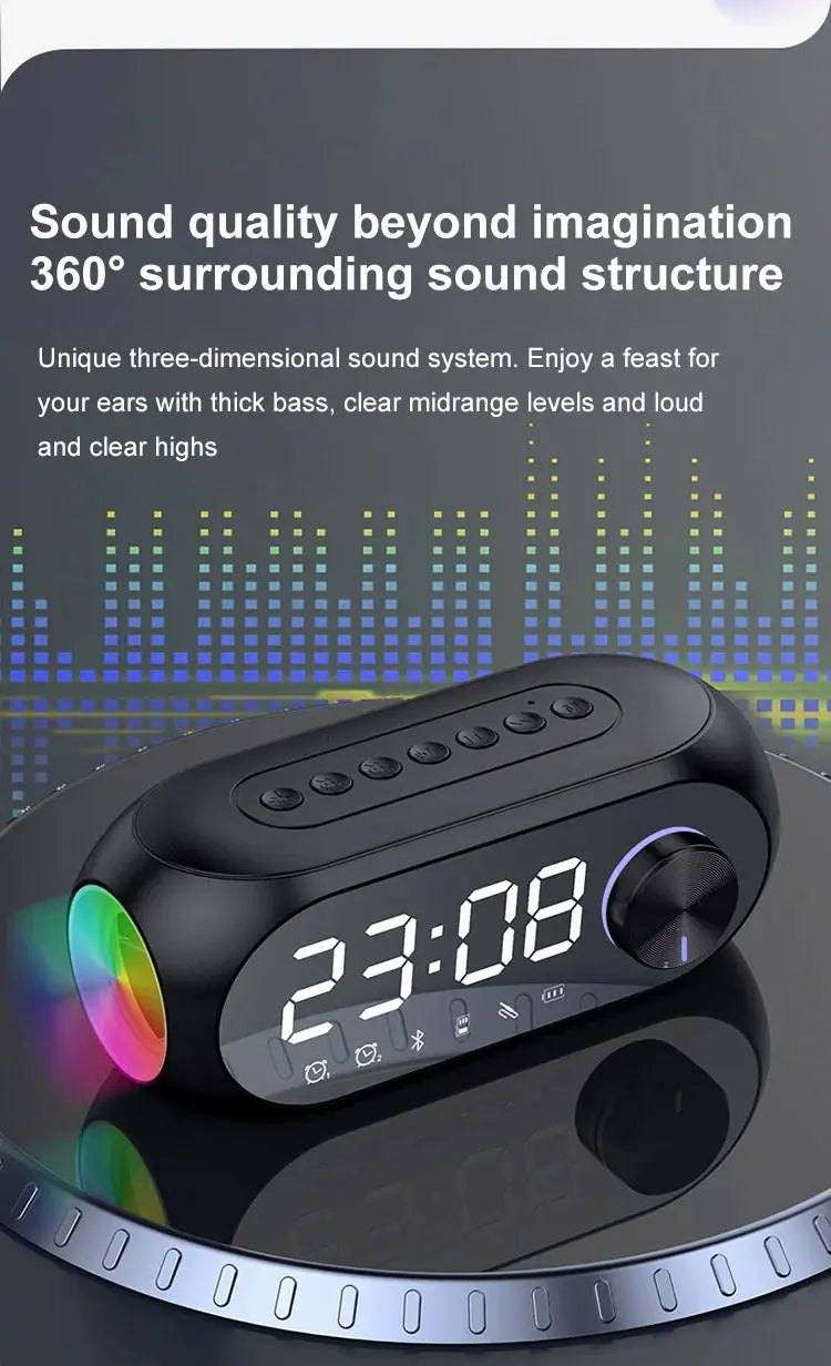 Alarm Clock Radio FM Bluetooth Speaker Portable Subwoofer Caixa De Som Sound Box Music Wireless Mini Woofers Bocina Lamp Column Magic Remotes