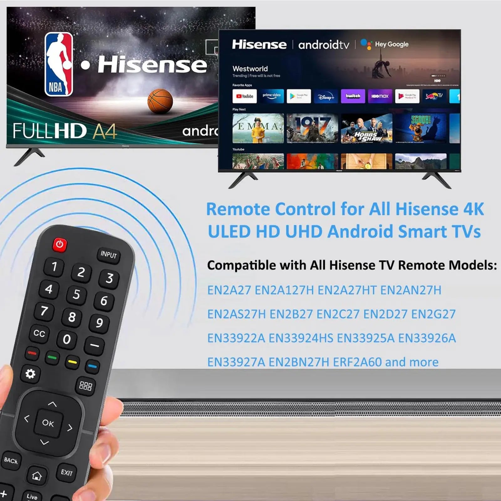 Universal Remote for All Hisense TV Remote Compatible with All Hisense 4K LED HD UHD Smart TVs - Not for fire & roku TV Magic Remotes