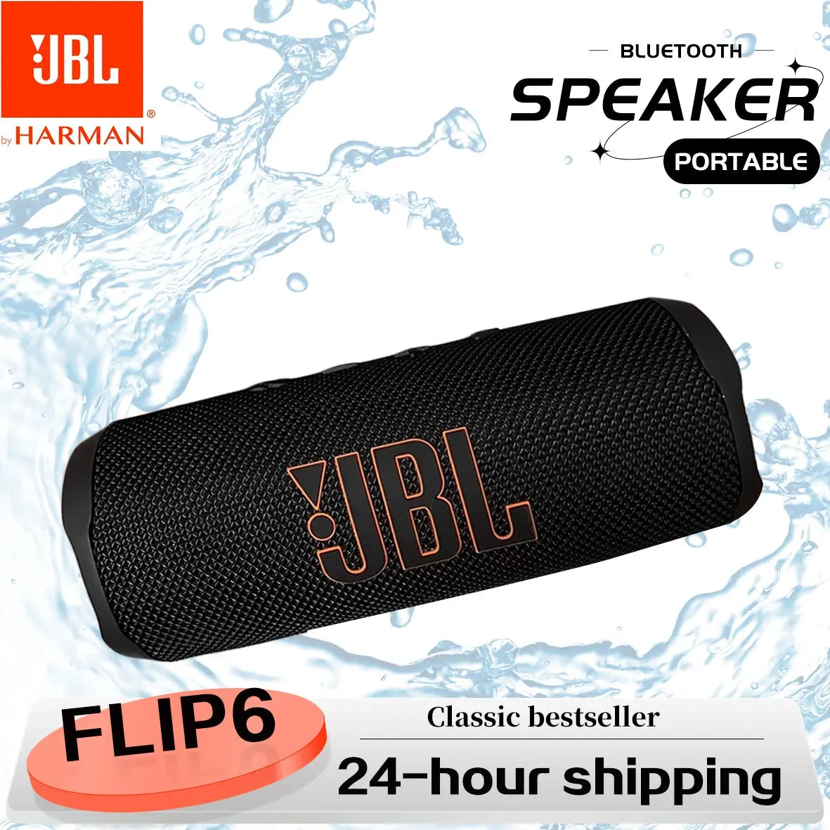 JBL Flip 6 Waterproof Portable Wireless Bluetooth Speaker IPX7 Outdoor Stereo Enhanced Bass Independent Tweeter for Music Magic Remotes