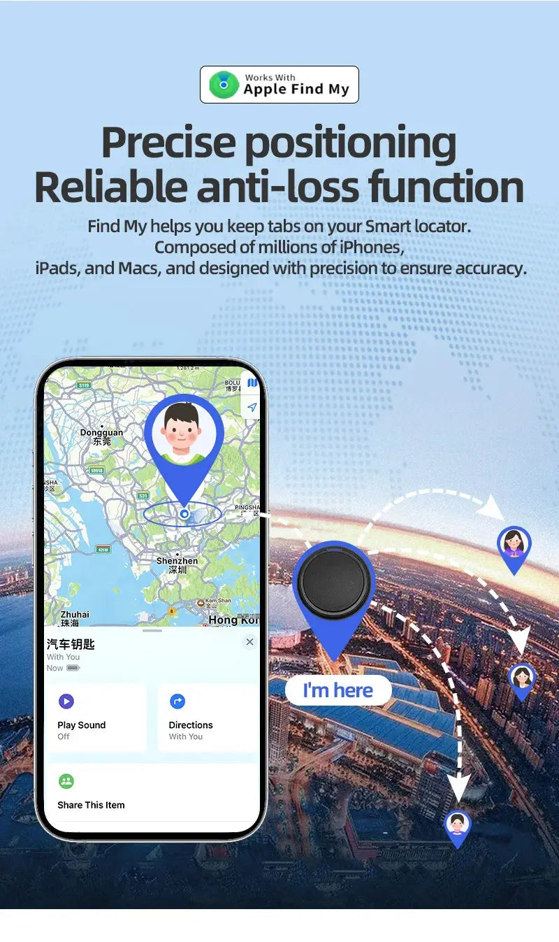 Smart iOS GPS Tracker Tag Suitable For Apple iOS Airtag Anti Loss Locator Car Key Bicycles Elderly People Pets Anti Loss Tracker - Magic Remotes