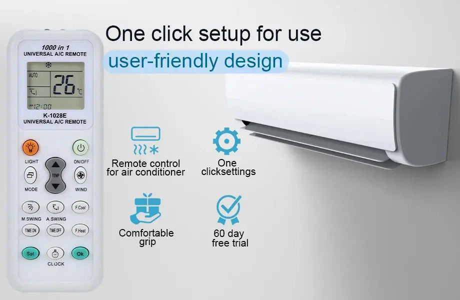 Universal Air Conditioner Remote Control Lcd A/C Conditioning Controller 1000 in 1 for Mitsubishi Toshiba Hitachi Fujitsu Daewoo - Magic Remotes