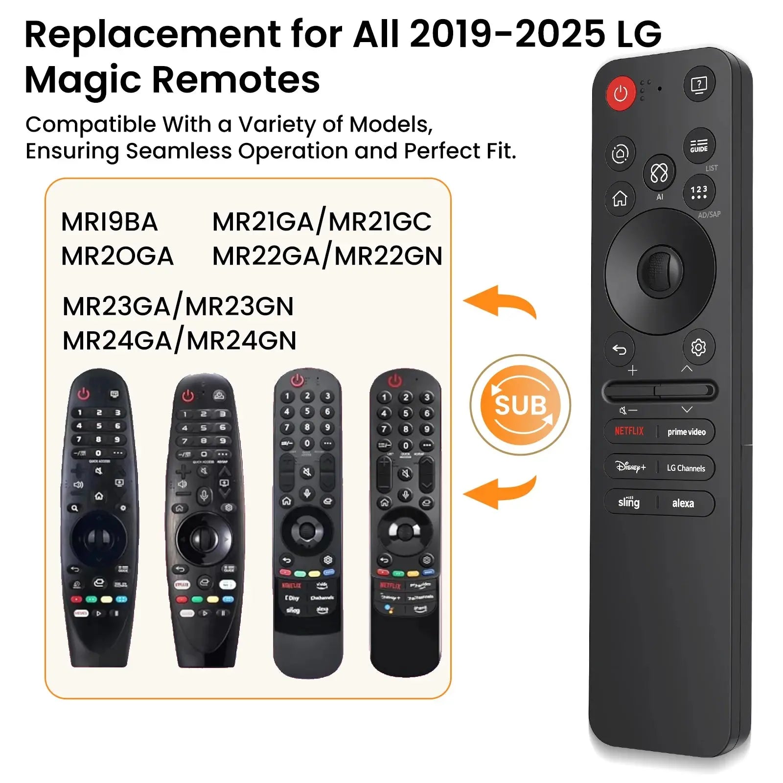 Replacement AN-MR25GA AI Magic Remote with Voice and Pointer,Compatible with 2019-2025 LG Smart TVs OLED, QNED, UHD, LED, LCD - Magic Remotes