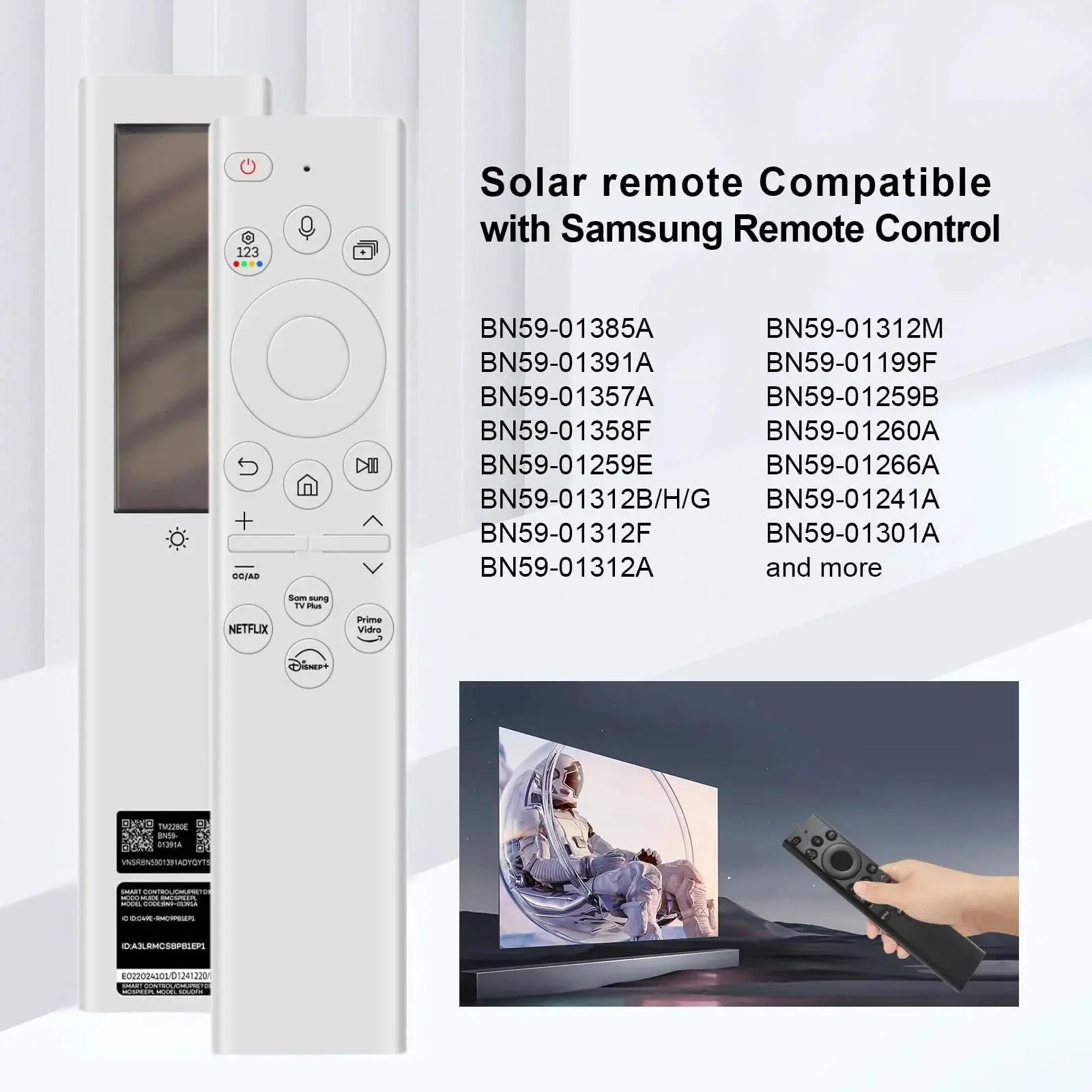 BN59-01391A Solar Voice Remote for Samsung TV Remotes Replacement with Bluetooth Rechargeable Solar Cell Fit for Samsung Remote Magic Remotes