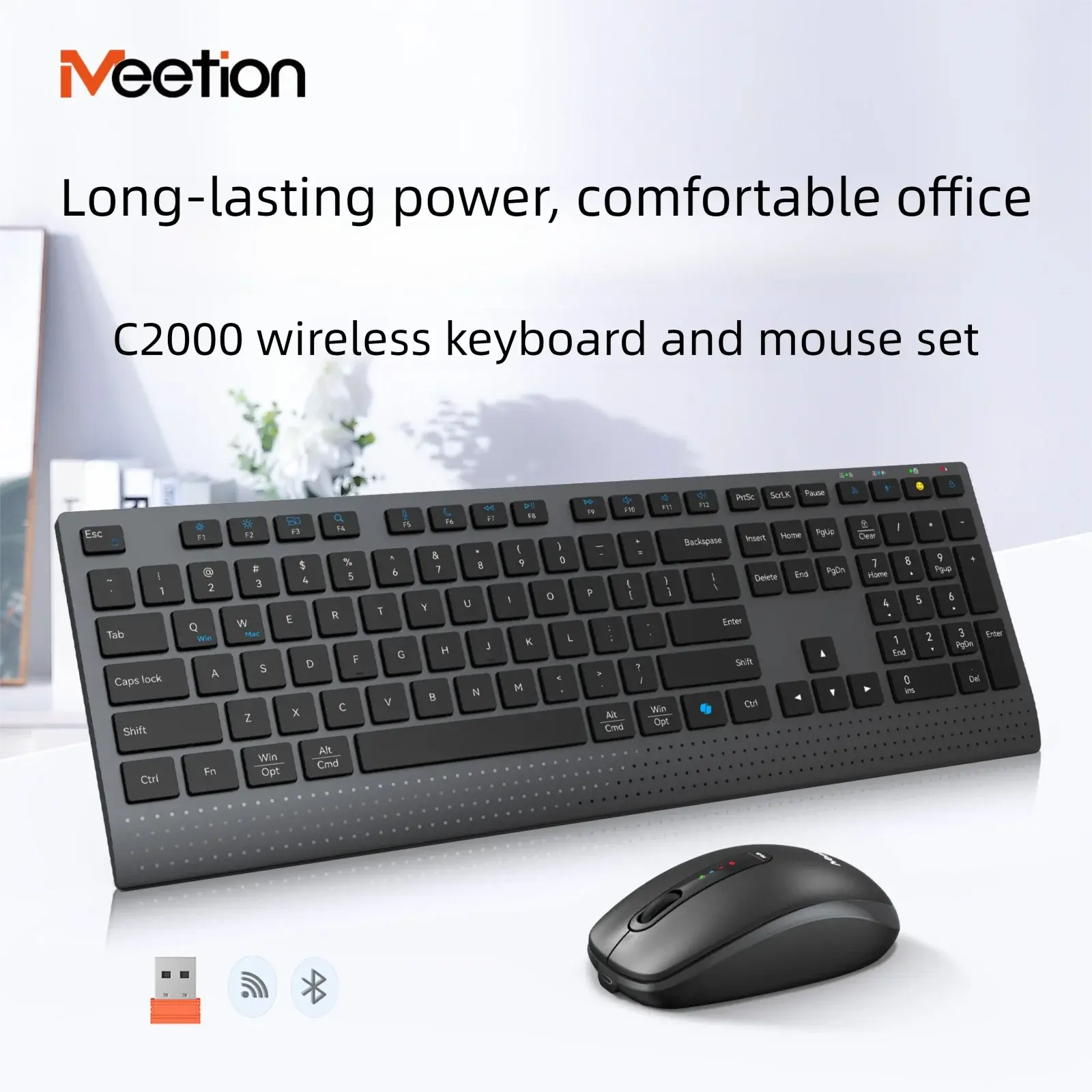 Dual-mode 2.4G Wireless Keyboard Mouse Combo Mute Rechargeable Keyboard Mouse Set With Multi-Function Keys for Windows PC Gamer Magic Remotes