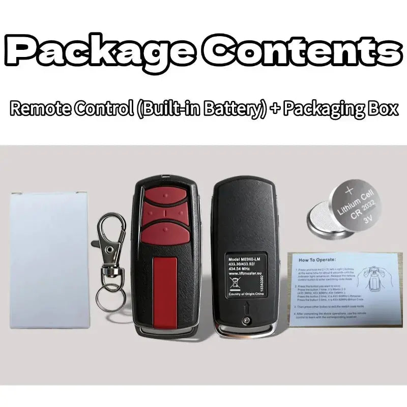 Compatible with LiftMaster 3-Button 433MHz Keychain Transmitter Garage Door Remote Control Universal Security+ 2.0 Opener Remote Magic Remotes