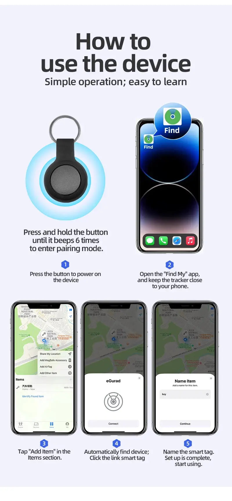 Smart iOS GPS Tracker Tag Suitable For Apple iOS Airtag Anti Loss Locator Car Key Bicycles Elderly People Pets Anti Loss Tracker - Magic Remotes