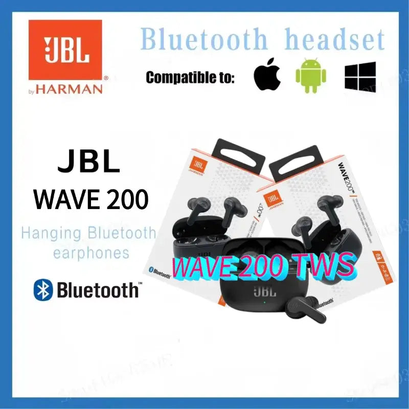 JBL WAVE 200TWS Wireless Earbuds True Stereo Bluetooth 5.0 Headset Sports In-Earphones with Mic HK Version Magic Remotes