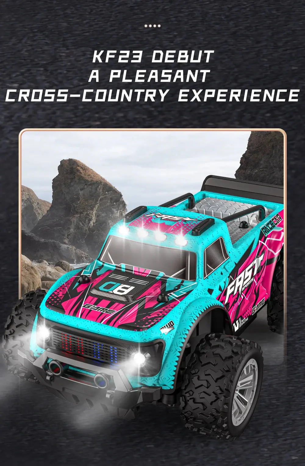 ZWN 1:16/1:20 2.4G Model RC Car With LED Light 2WD Off-road Remote Control Climbing Vehicle Outdoor Cars Toy Gifts for Kids Magic Remotes