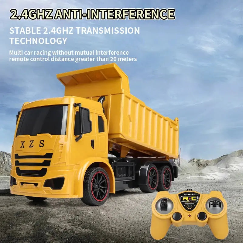 ZWN 2.4G Remote Control Excavator Dump Truck RC Model Car Toy Professional Alloy Plastic Simulation Construction Vehicle for Kid Magic Remotes