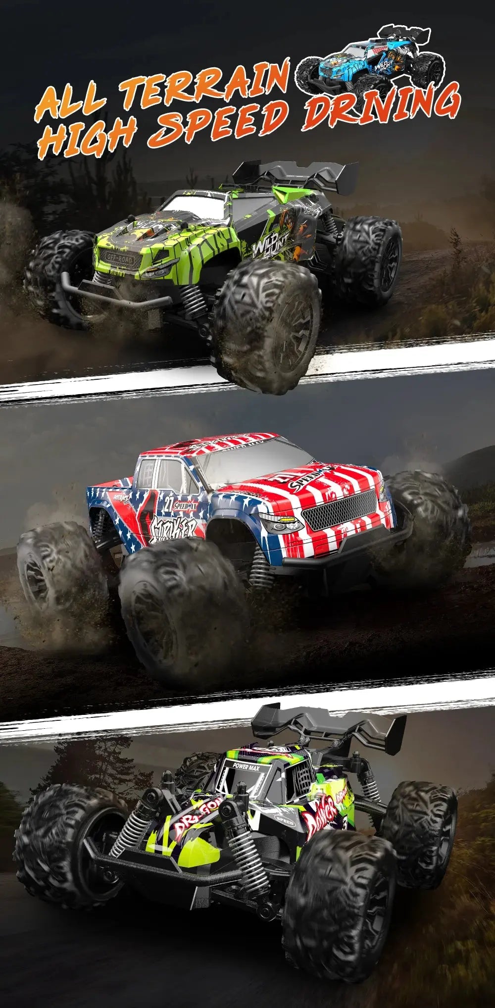 1:20 Off Road RC Car 2.4G Radio Remote Control Cars RTR High Speed Climbing Drift Remote Control Monster Truck Toys for Children - Magic Remotes