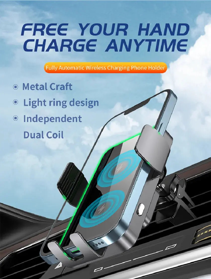 Wireless Car Charger Dual Coil Car Phone Holder Stand for Samsung Galaxy Z Flip 5 4 3 S22 S21 iPhone 14 13 Fast Charging Station - Magic Remotes
