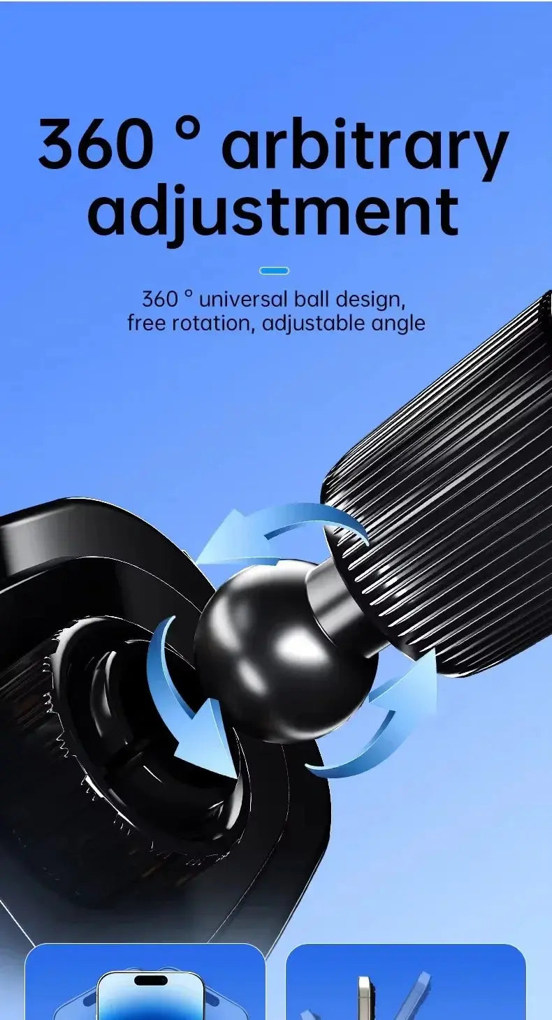 Wireless Car Charger, Fast Charging Manual Clamping Air Vent Car Phone Holder for Samsung Android Phones and iPhone 16 15 14 13 - Magic Remotes