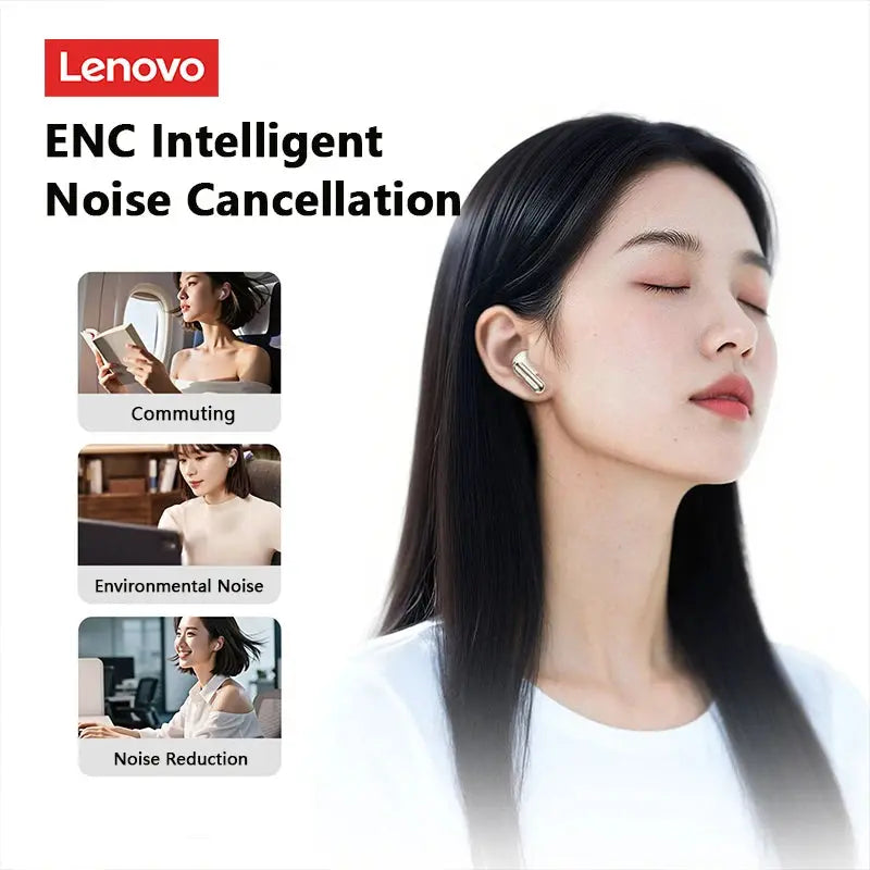 Lenovo LE208 TWS Bluetooth 6.0 Wireless Leather Earphones Stereo ENC Noise Cancelling Headphone 38ms Low Latency Gaming Headset Magic Remotes