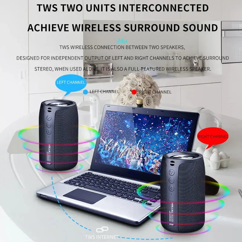 Zealot-S32 Wireless Speaker Outdoor Portable Subwoofer Speaker, Waterproof IPX 6, Dual Pairing,1800mAh Battery Magic Remotes