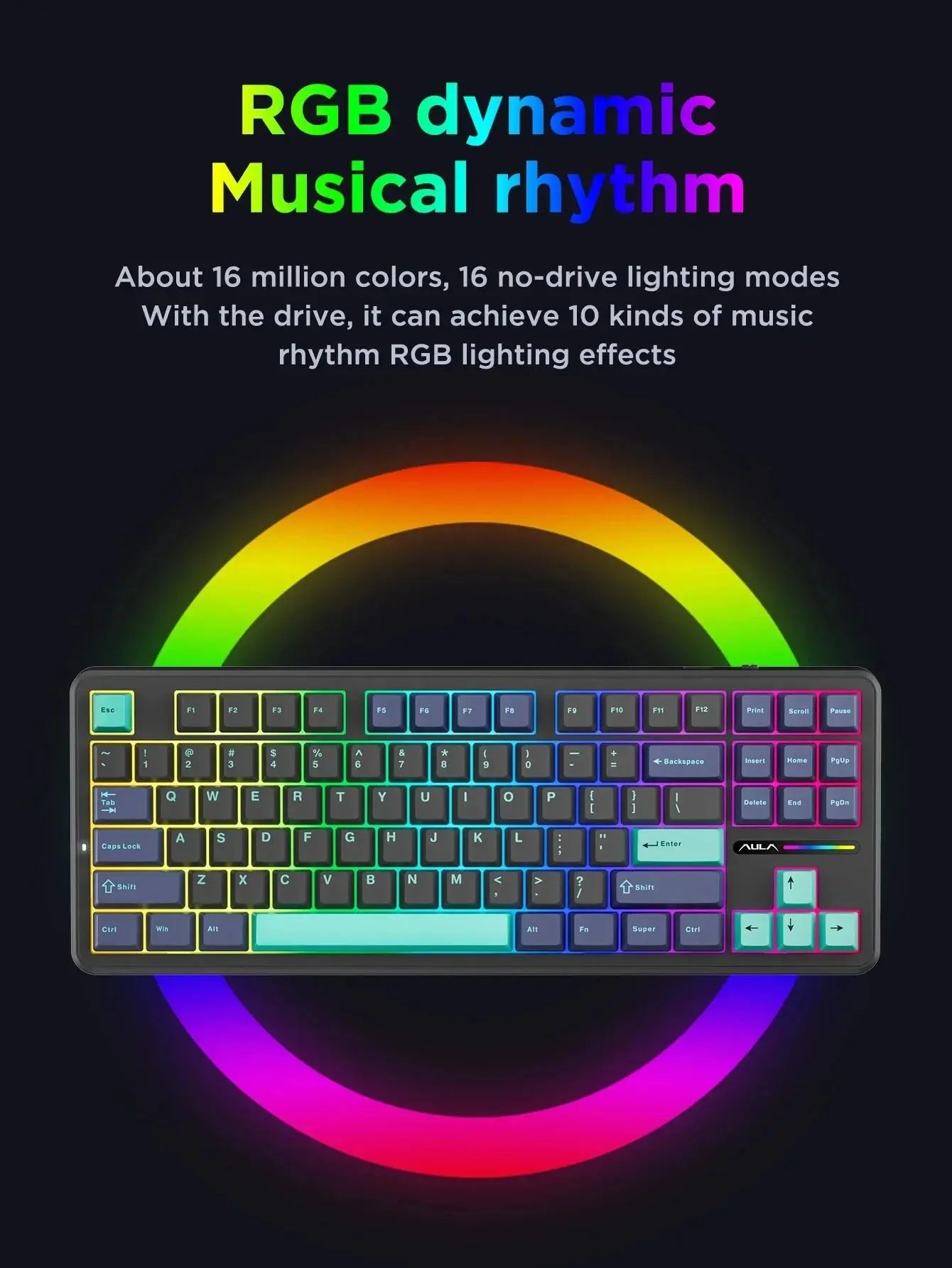 AULA F87 Pro Mechanical Keyboard 2.4g/Usb/Bluetooth Tri Mode Wireless 87 Key Rgb Pbt Gasket 5 Layer Silencing Full Key No Impact - Magic Remotes