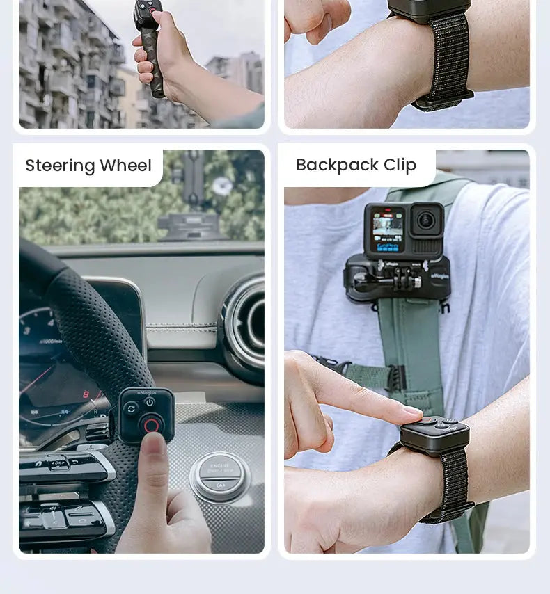 aMagisn 50M Bluetooth Remote Control for Insta360 X5 / X4 Air / Ace Pro 2 Gopro Hero 13 12 Camera iOS Android Shutter Controller - Magic Remotes