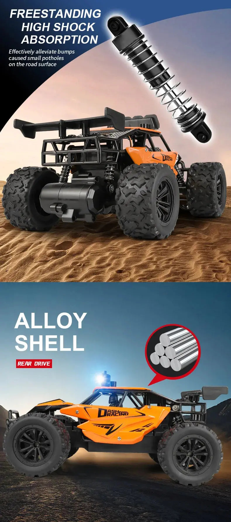 Remote Control Car RC Drift Racing 1:16 Vehicle Off Road Alloy 2.4G Radio High-Speed Trucks With LED Light Climbing Gift Kid Toy - Magic Remotes