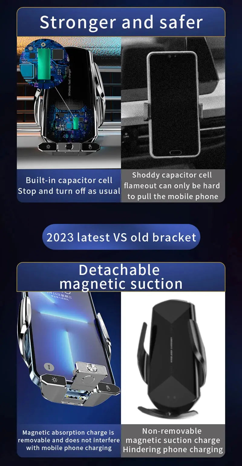 Car wireless charger Magnetic Cell Phone Holder Mobile Phone Stand in Car GPS Support 360° Rotatable Mount For iPhone Xiaomi - Magic Remotes