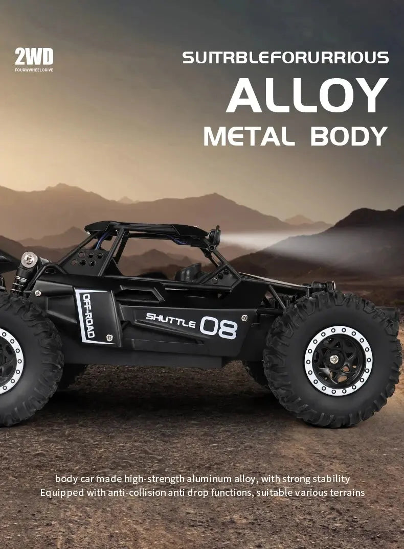 Remote Control Car RC Drift Racing 1:16 Vehicle Off Road Alloy 2.4G Radio High-Speed Trucks With LED Light Climbing Gift Kid Toy - Magic Remotes