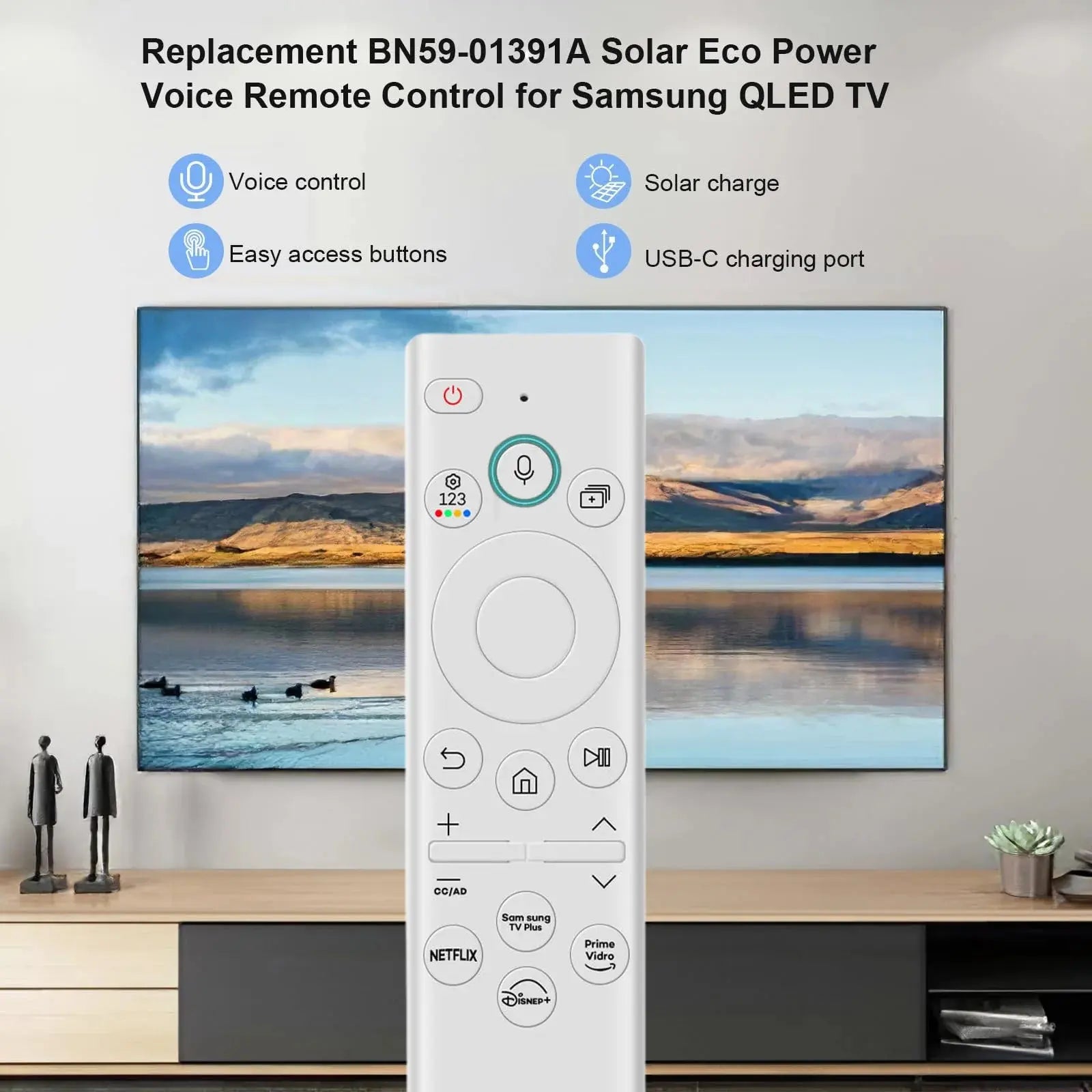 BN59-01391A Solar Voice Remote for Samsung TV Remotes Replacement with Bluetooth Rechargeable Solar Cell Fit for Samsung Remote Magic Remotes