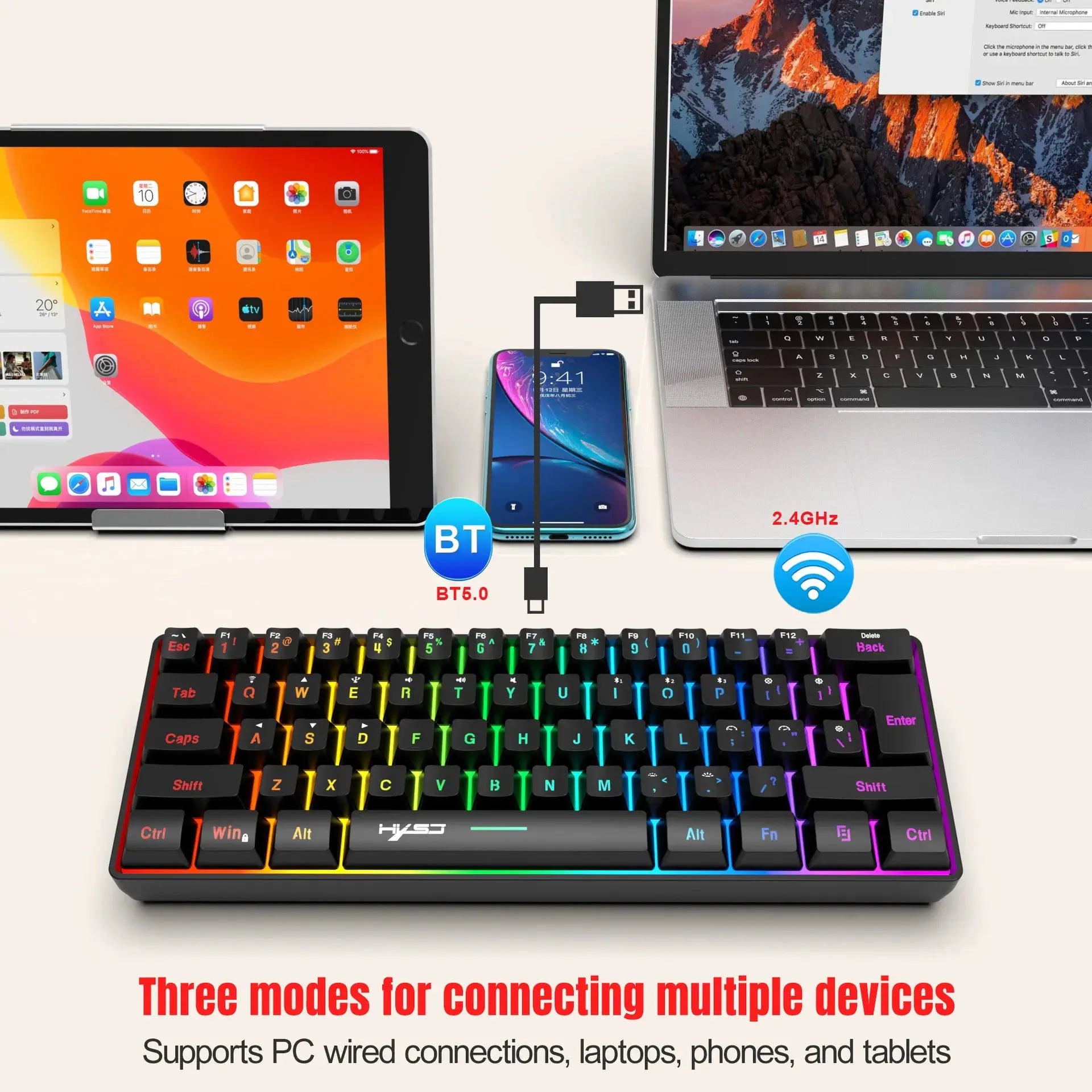 Wireless keyboard mouse combo Bluetooth key board  60% kit 2.4Ghz computer white Gamer keyboards Mice combos set teclado pc Magic Remotes