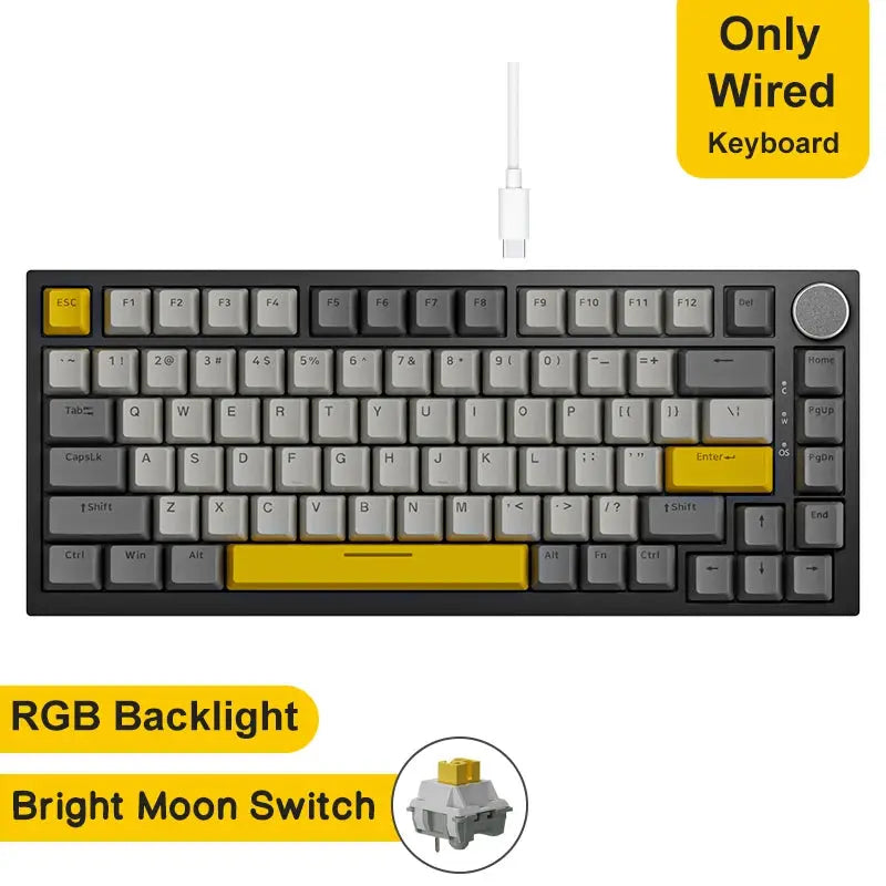 Ajazz AK820/AK820Pro Gaming Mechanical Keyboard Bluetooth 5.1/Wireless/C-Wired Customized Keyboard with Knob Hot Swapping Gasket - Magic Remotes