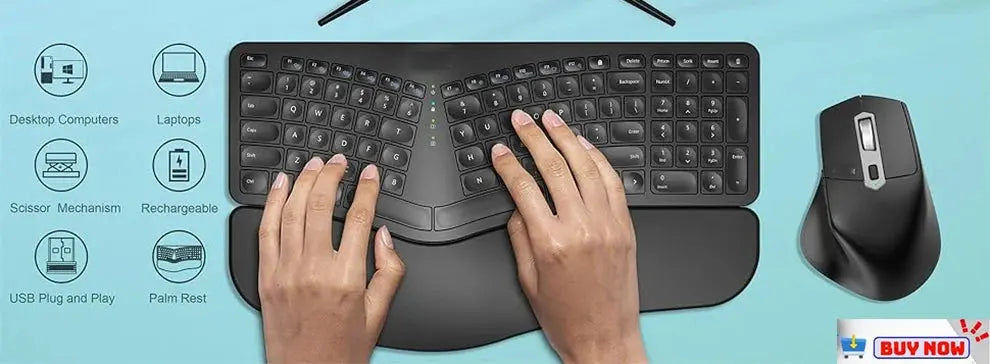 2.4G&Type-C Wireless Keyboard Mouse Combo with Wrist Rest,RGB Backlit,Silent Rechargeable Set for PC,Laptop,Window,Jiggler Mouse Magic Remotes