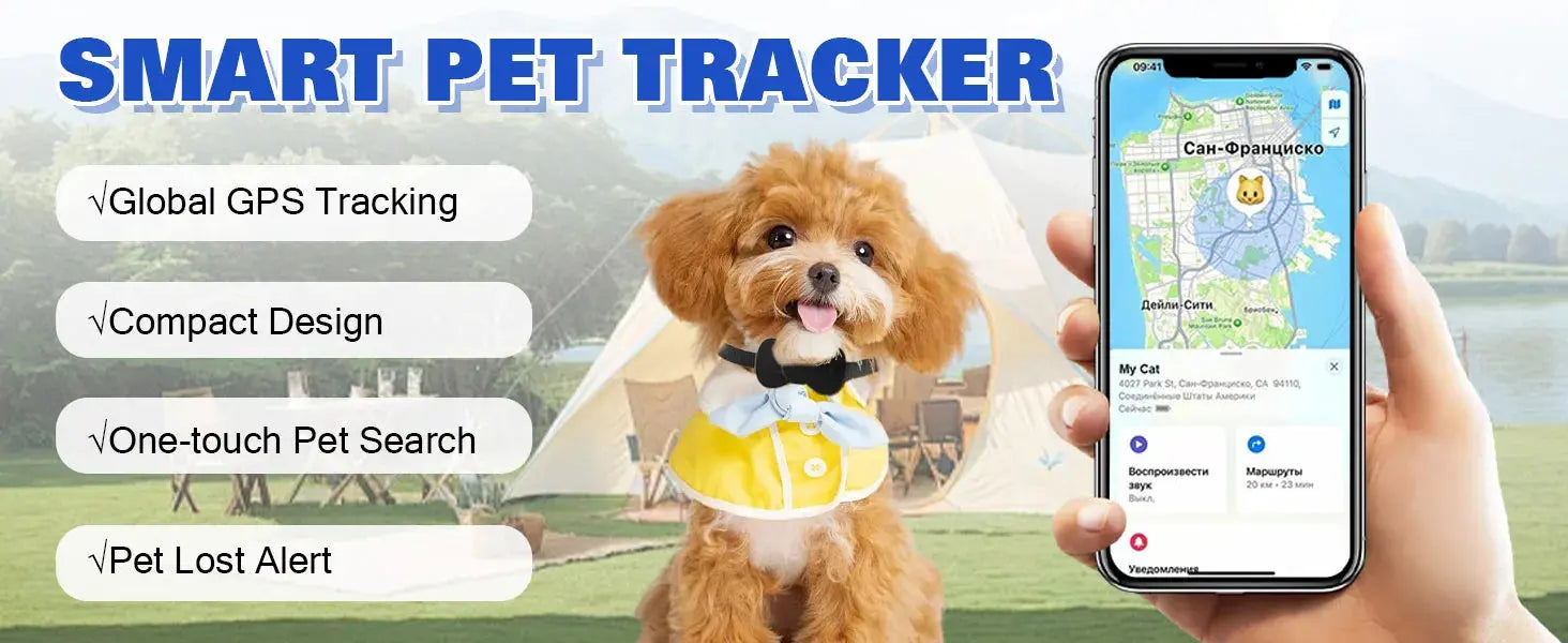 New GPS mini tracking collar, adjustable with waterproof tracker, suitable for cats and dogs anti-lost tracker, no monthly fee, - Magic Remotes