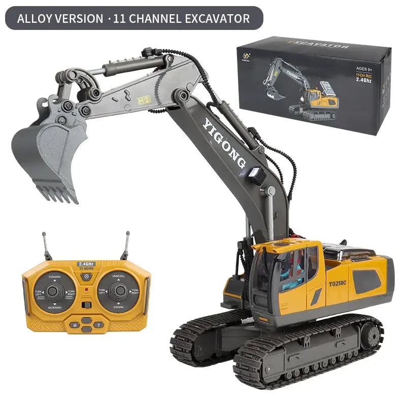ZWN 2.4G Remote Control Excavator Dump Truck RC Model Car Toy Professional Alloy Plastic Simulation Construction Vehicle for Kid Magic Remotes