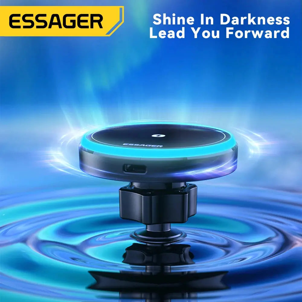 Essager 15W Magnetic Wireless Car Phone Holder Adjustable 360 degrees Car Charger For iPhone15 14 13 Pro Samsung Universal Phone - Magic Remotes