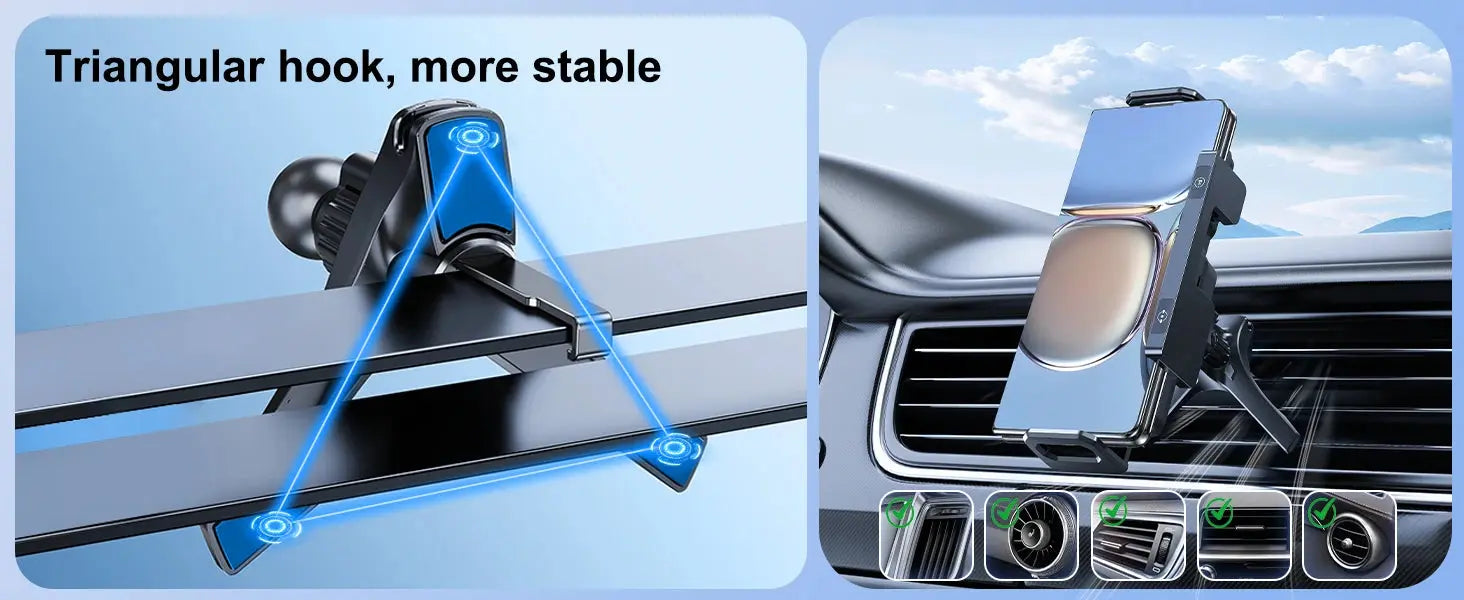 Hipacool Wireless Charger 15W Fold Screen Phone Stand Fast Charging Car Air Vent Phone Holder for Samsung Fold 7 6 iPhone 17 16 - Magic Remotes