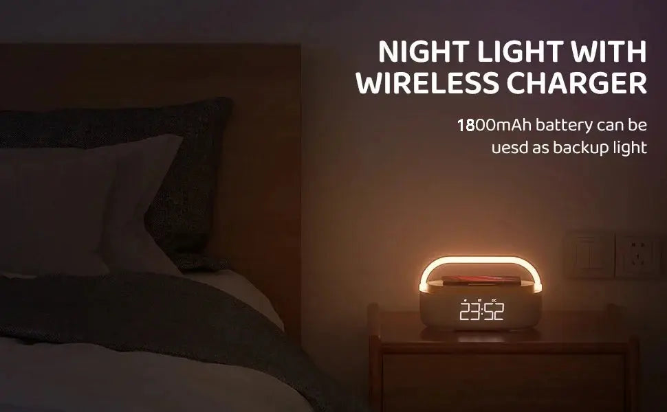 Portable Bluetooth Speaker Wireless Charging FM Radio Alarm Clock Sound Box Music Caixa De Som Charger Lamp Night Light Bocina Magic Remotes