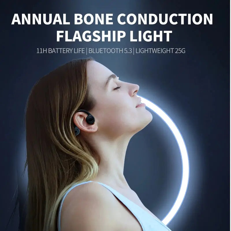 B8 True Bone Conduction Earphones Bluetooth 5.3 Sports Wireless Headphones Ear Hook IPX5 Waterproof Headset for Running Driving Magic Remotes