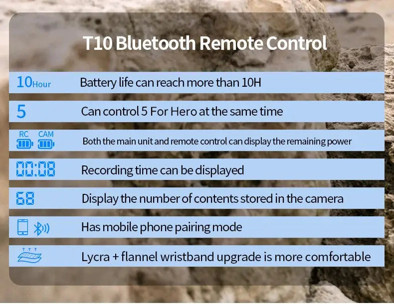 TELESIN 80M Bluetooth Remote Control for GoPro Hero 13 12 11 10 9 8 With Shortcut Key Screen Display Action Camera Accessories Magic Remotes