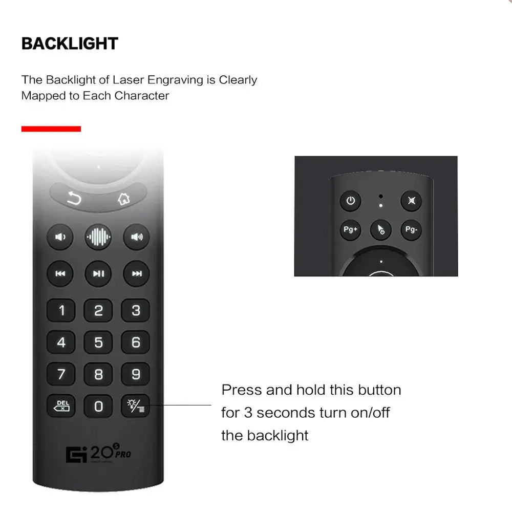 Backlit Voice Remote Control G20S 2.4G Bluetooth Wireless Air Mouse Microphone Gyroscope IR Learning for Android Tv Box PC Magic Remotes