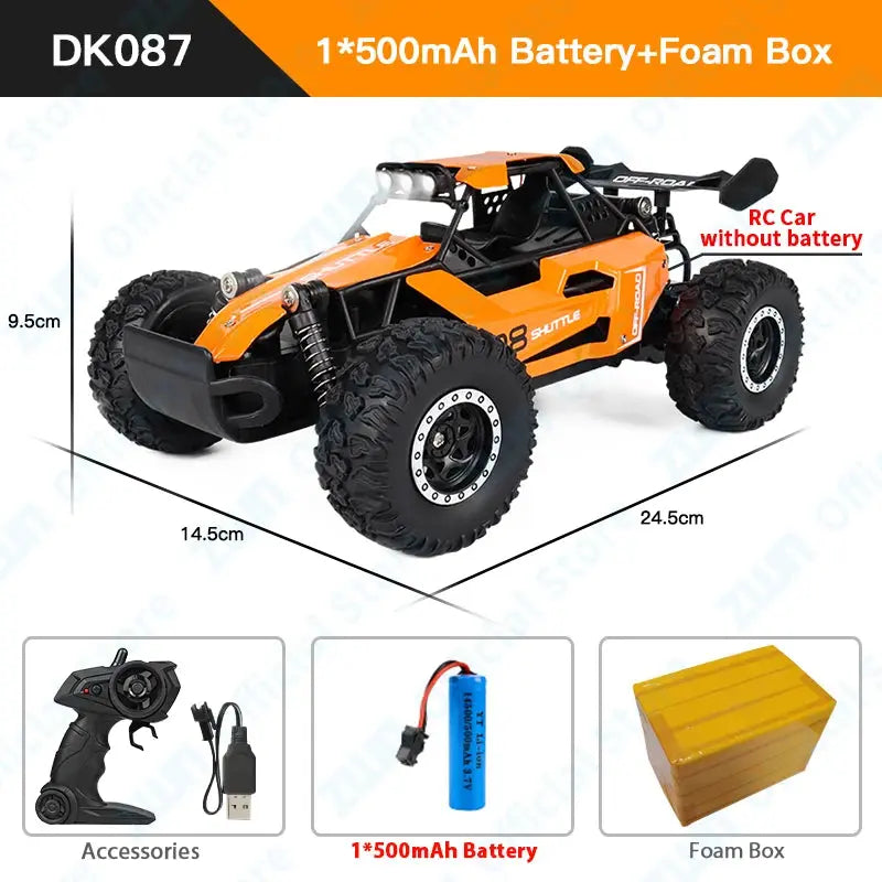 ZWN 1:16/1:20 2.4G Model RC Car With LED Light 2WD Off-road Remote Control Climbing Vehicle Outdoor Cars Toy Gifts for Kids Magic Remotes