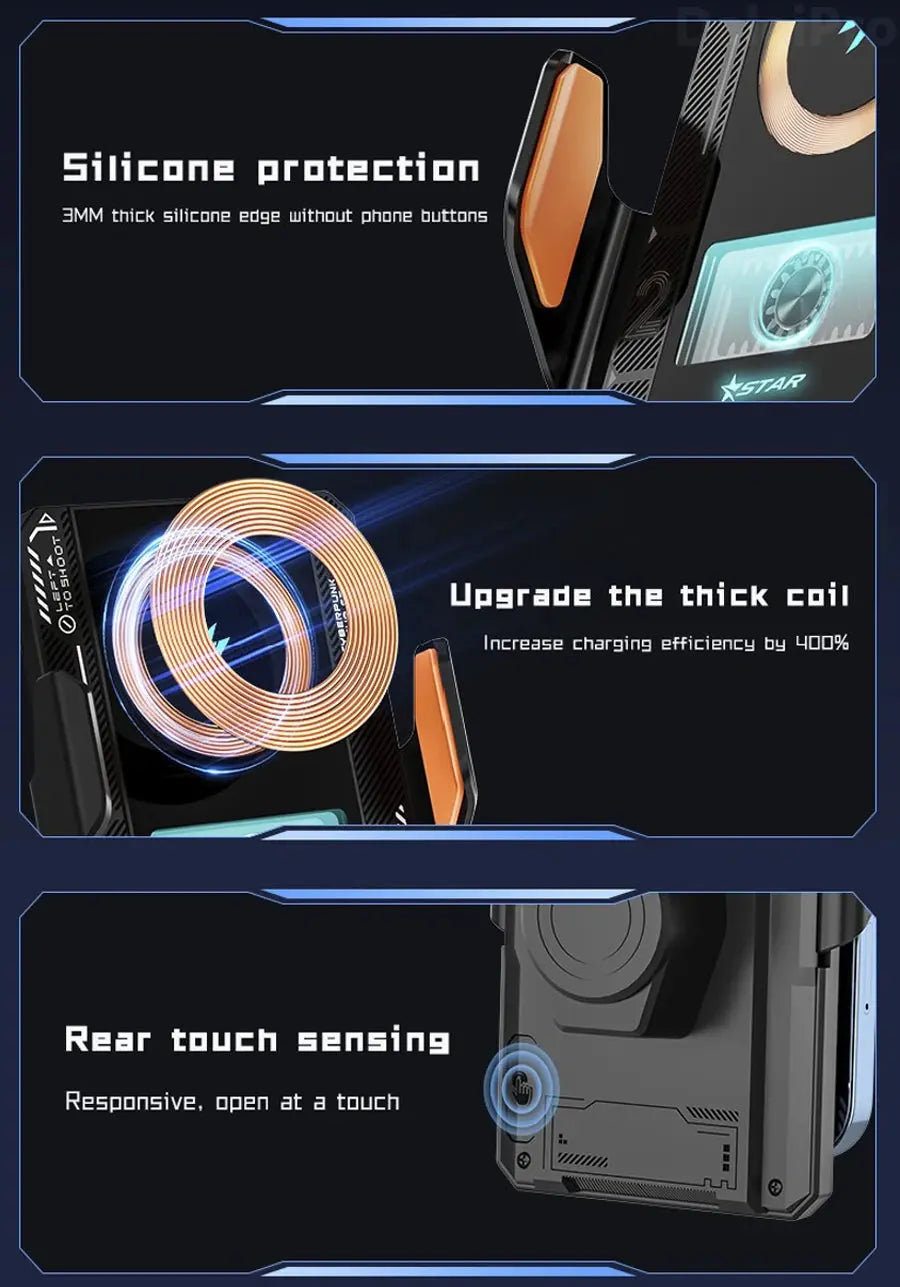 Car Smart Sensing Automatic Clamping Mounts For Samsung iPhone Xiaomi Phone Holder Wireless Charger Mounts 15W/66W Fast Charging - Magic Remotes