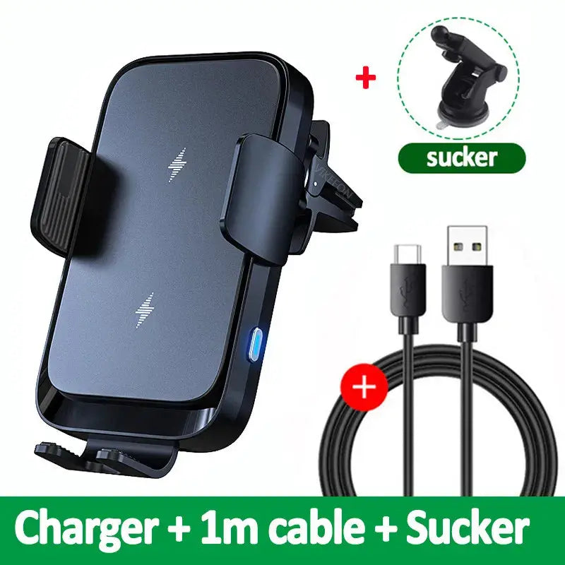 Wireless Car Charger Dual Coil Car Phone Holder Stand for Samsung Galaxy Z Flip 5 4 3 S22 S21 iPhone 14 13 Fast Charging Station - Magic Remotes