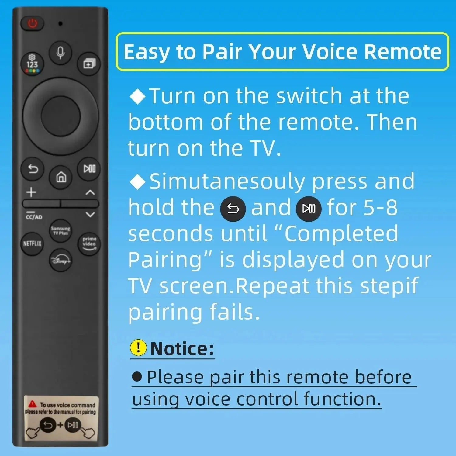 New Solar Charging BN59-01385A Voice Remote Replacement for Samsung Smart TVs DIY Accessory Magic Remotes