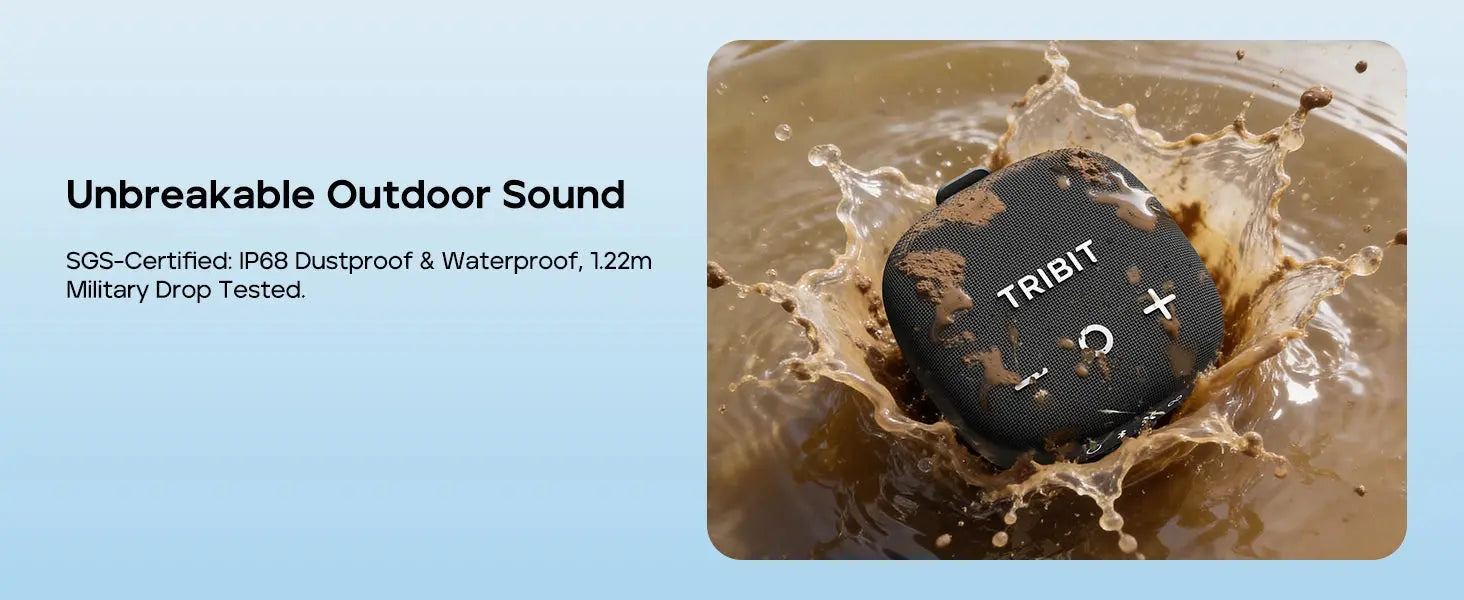 TRIBIT StormBox Micro 3 Portable Bluetooth Speaker,13W Bike Speaker with IP68 Waterproof,24H Playtime For Outdoor Camping,Hiking Magic Remotes