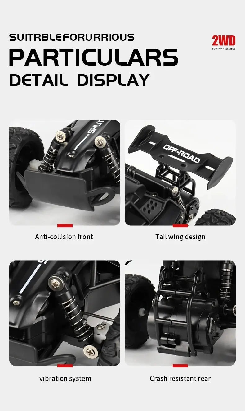 Remote Control Car RC Drift Racing 1:16 Vehicle Off Road Alloy 2.4G Radio High-Speed Trucks With LED Light Climbing Gift Kid Toy - Magic Remotes