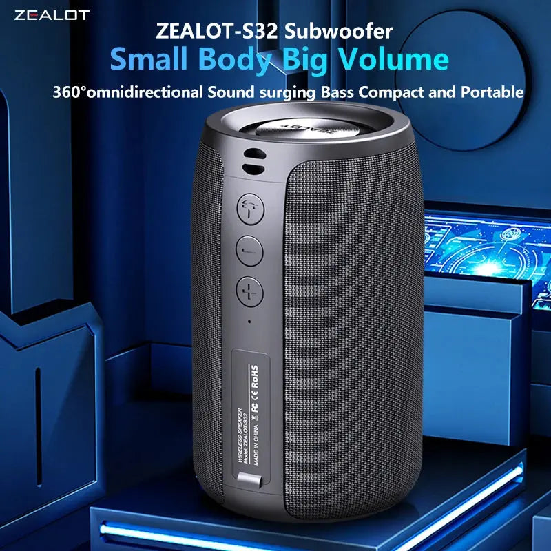 Zealot-S32 Wireless Speaker Outdoor Portable Subwoofer Speaker, Waterproof IPX 6, Dual Pairing,1800mAh Battery Magic Remotes