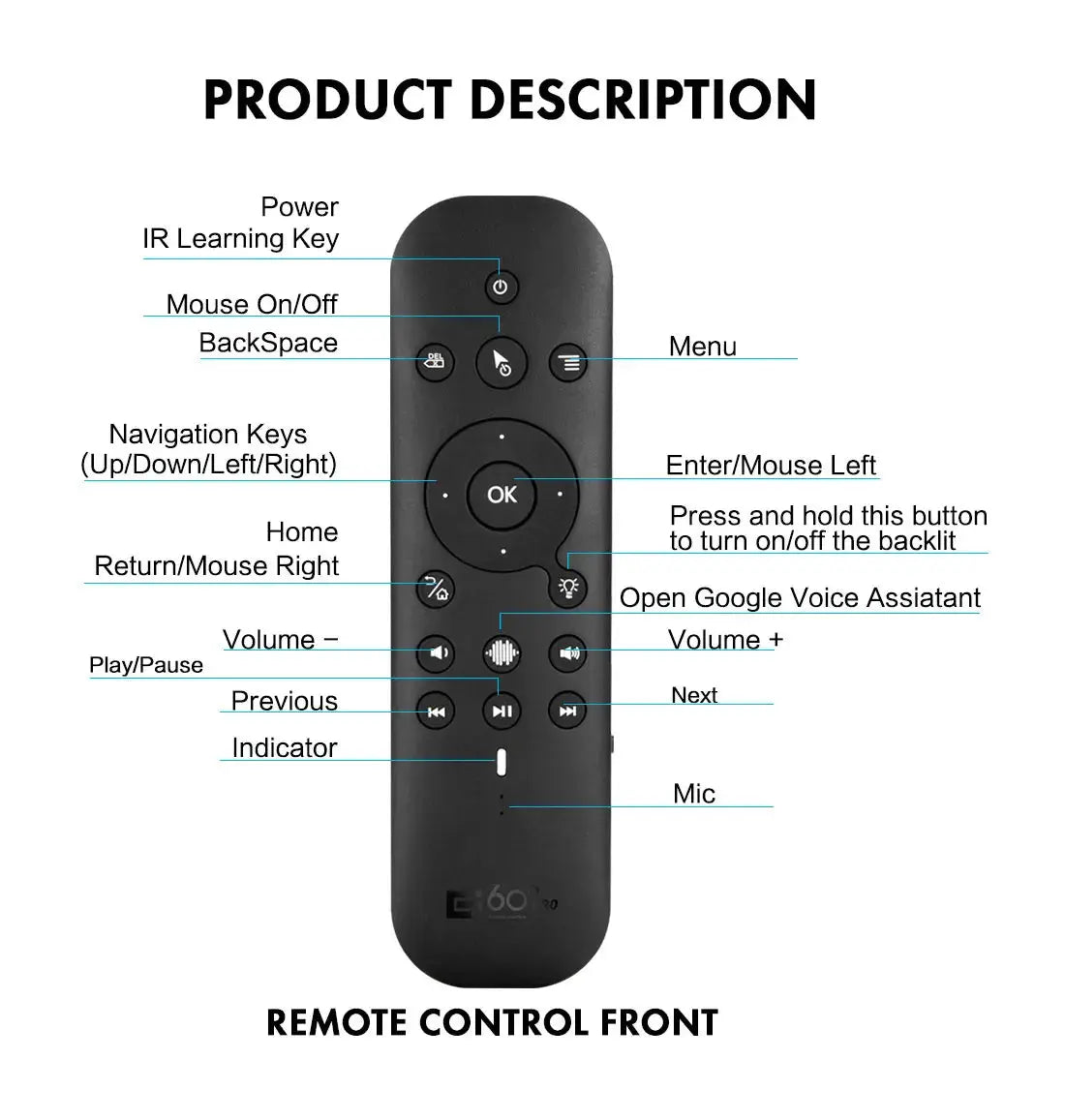 New G60S Pro BT Wireless Voice Remote Control 2.4G BT5.0 Dual Mode Air Mouse IR Learning With Backlit Light For Android TV Box Magic Remotes