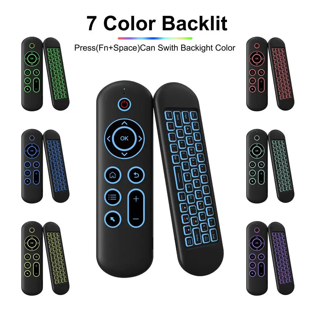 Dual Mode BT5.2 2.4G Air Mouse Remote Control Wireless Gyroscope Mini Keyboard  7 Color Backlit For Android Smart TV Box PC Magic Remotes